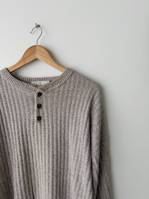 Marled Cotton Henley Sweater | L