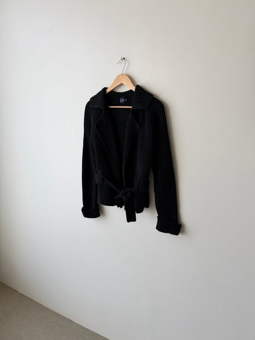 Black Ribbed Cardigan | S