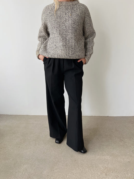 Marled Cream & Black Knit Sweater | L/XL