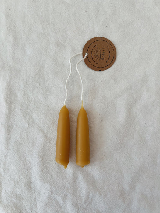 Short Taper Pair Hand Dipped Beeswax Candles