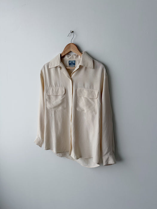 Cream Silk Button Up | M