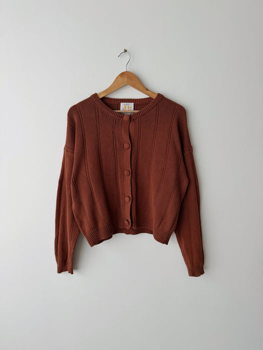 Brown Cotton Cardigan | M