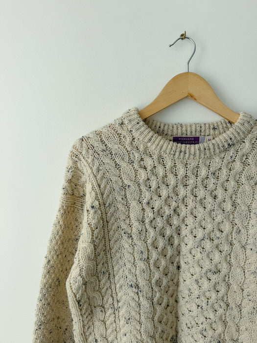 Cream Speckled Fisherman's Knit Sweater | M/L