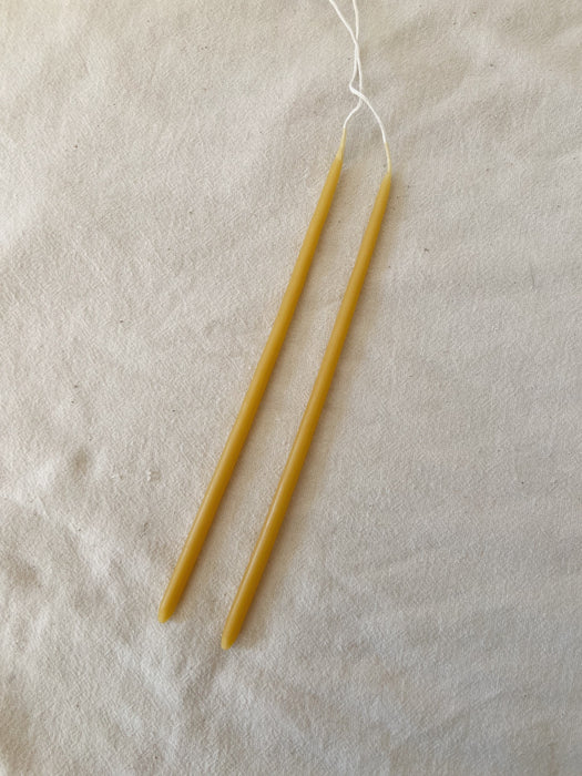 Tall Slim Taper Pair Hand Dipped Beeswax Candles