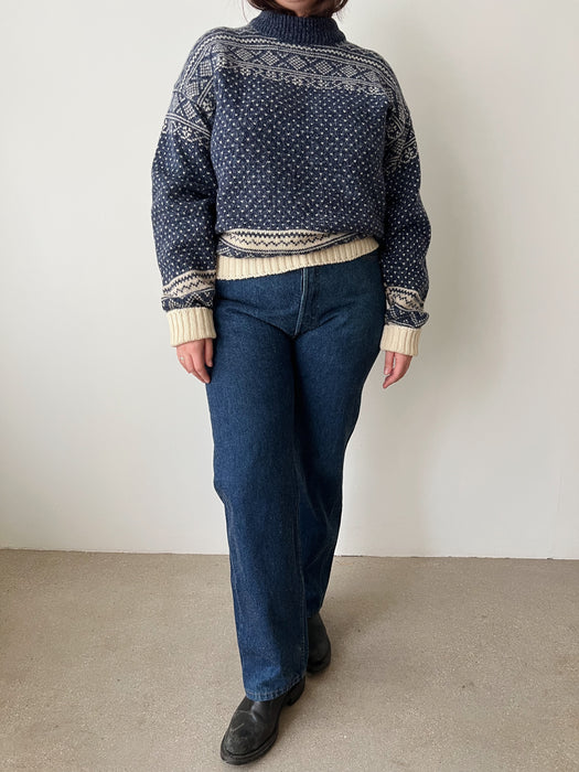 Navy Patterned Sweater | L