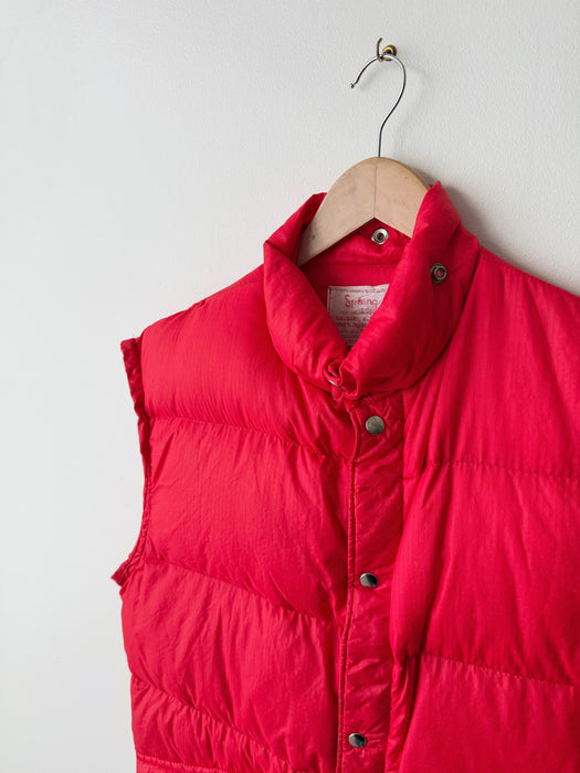 Red Down Puffer Vest | L