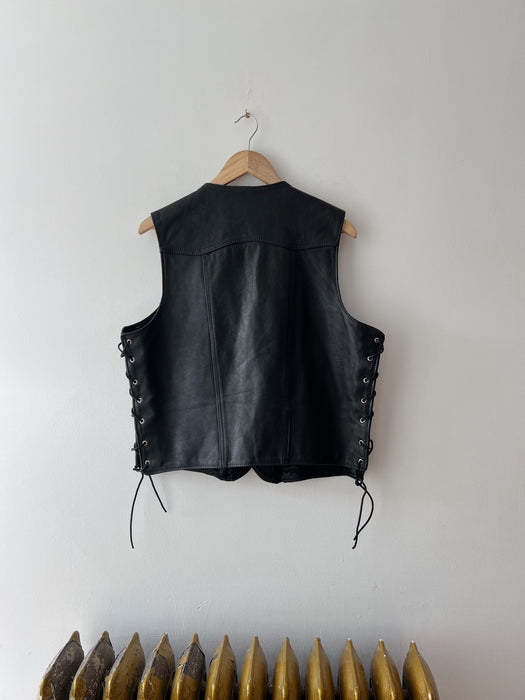 Black Leather Vest | L