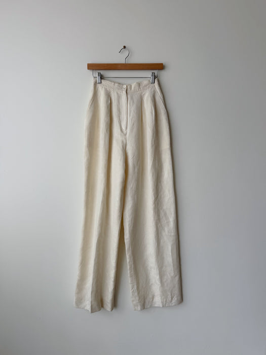 Cream Wide Leg Jacquard Trousers | 25