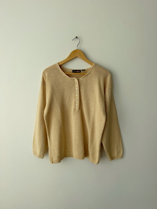 Pale Yellow Henley Sweater | S/M