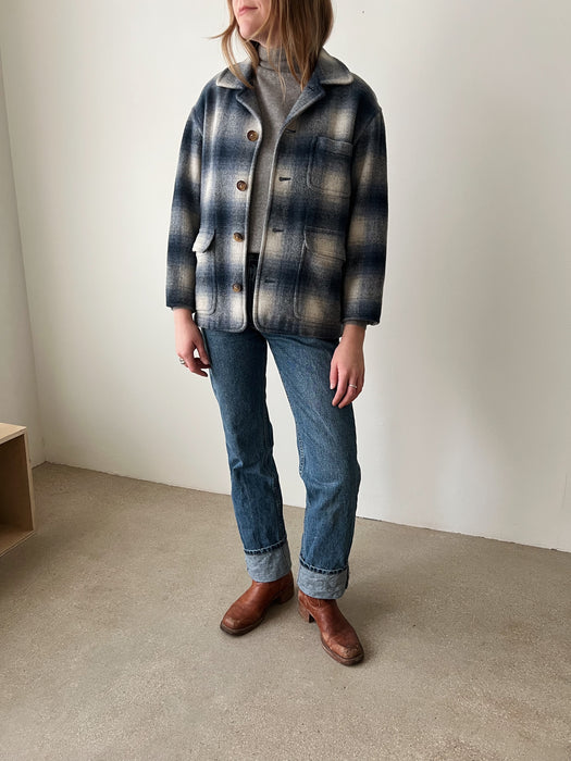 Blue Plaid Flannel Jacket | S