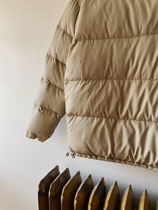 Beige Down Puffer Coat | L/XL