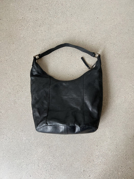 Black Leather Bucket Bag
