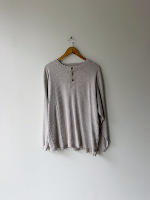 Oat Ribbed Henley Shirt | L