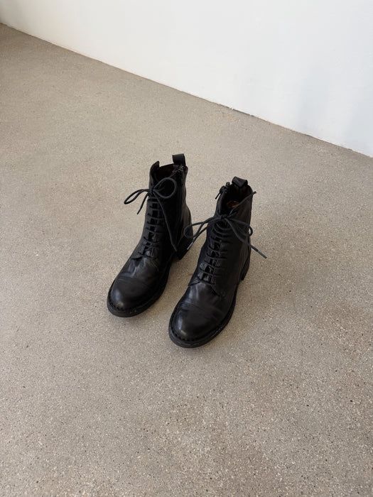 Black Leather Lace Up Boots | 5