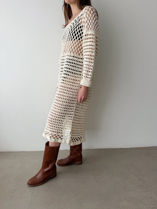 Cream Crochet Dress | XL