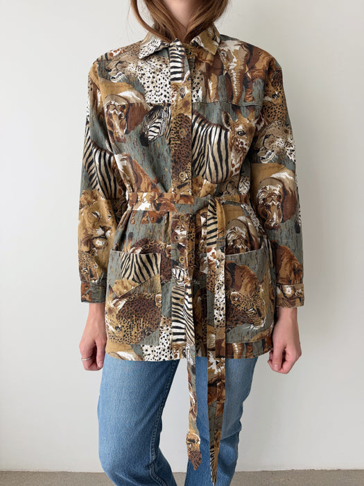 Safari Print Canvas Jacket | L