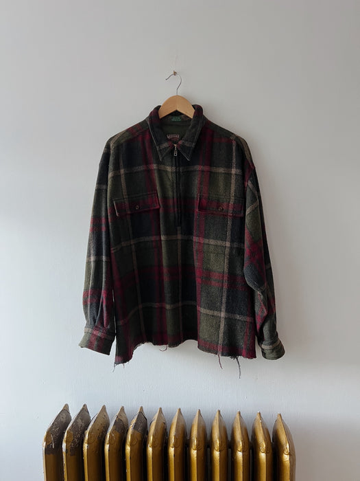 Plaid Wool Quarter Zip | XL