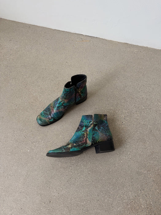 Leather Reptile Ankle Boot | 7-7.5