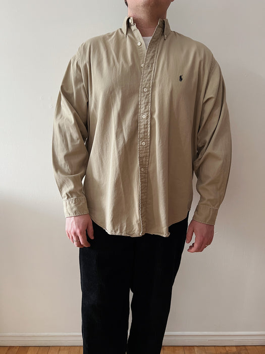 Beige Polo Button Up | L