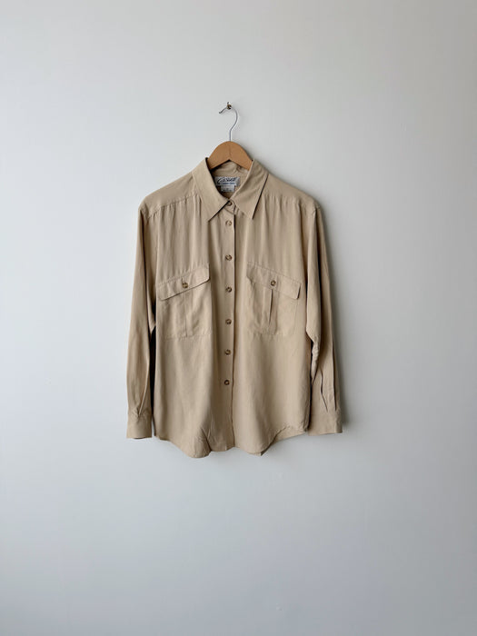 Beige Silk Button Up | L