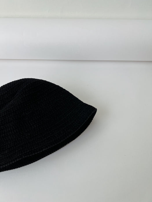 Black Knit Woven Bucket Hat