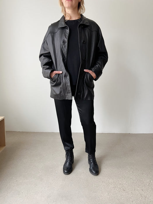 Black Leather Jacket | M/L