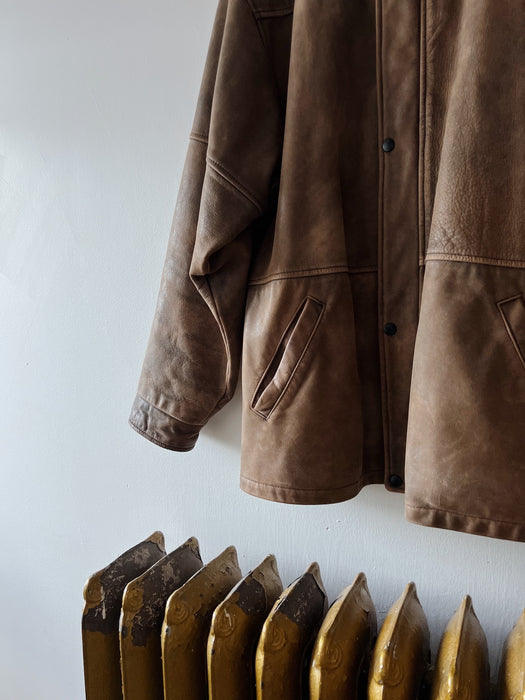 Brown Leather Sportswear Jacket | XL