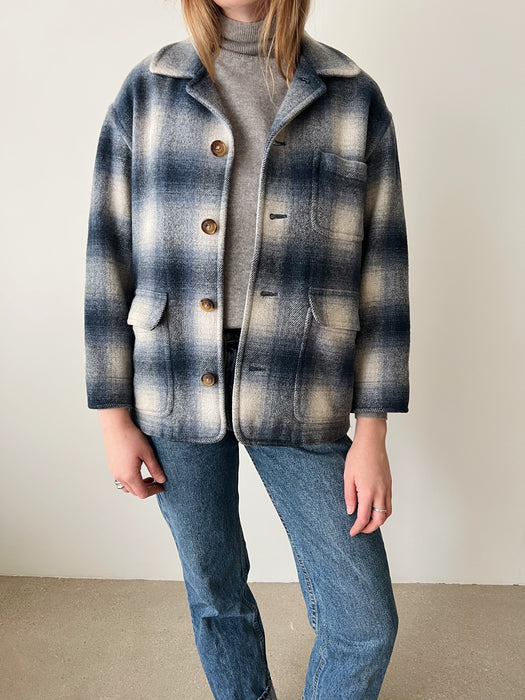 Blue Plaid Flannel Jacket | S