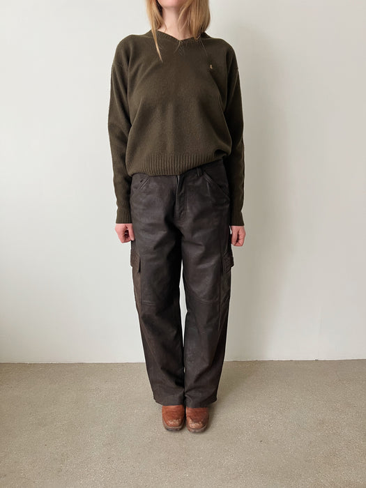 Brown Leather Cargo Pants | 30