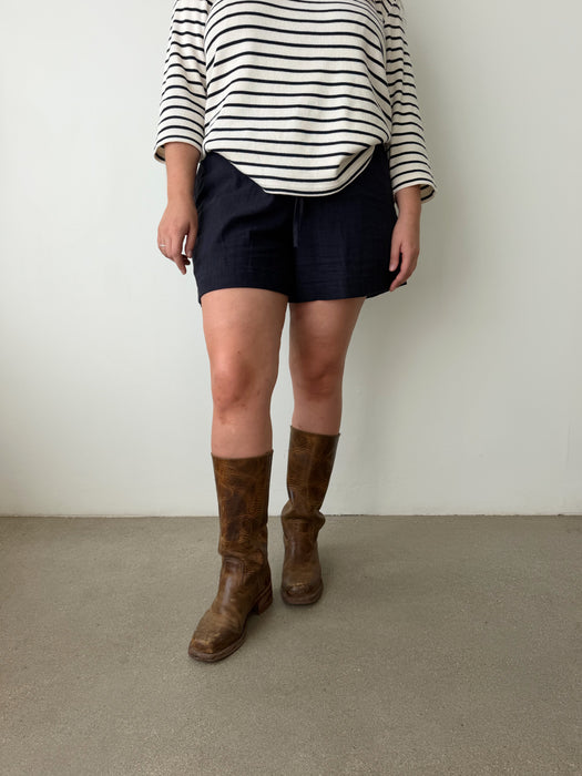Hazlewood Navy Cotton Linen Short