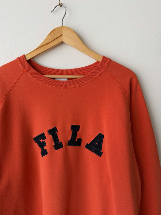 Distressed FILA Sweatshirt | XL