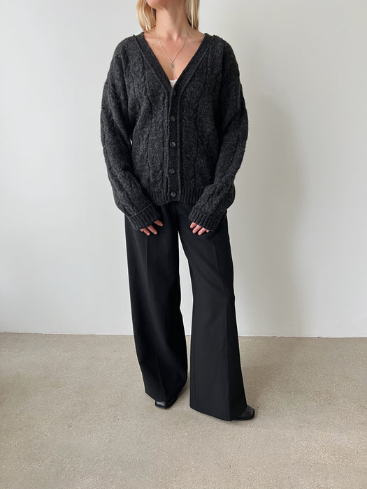 Charcoal Wool Knit Cardigan | M/L