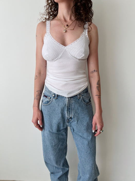 White Ribbed Tank | M