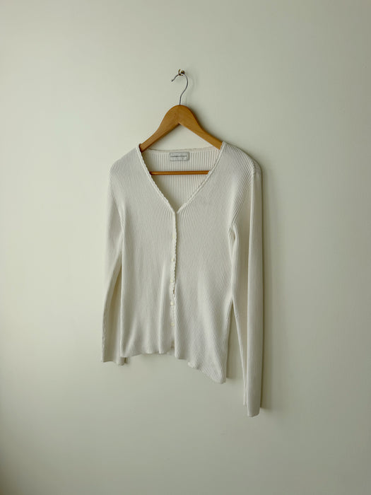 White Ribbed Cardigan | M