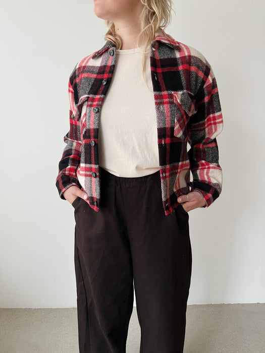 Cropped Wool Flannel Jacket | S