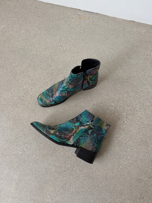 Leather Reptile Ankle Boot | 7-7.5