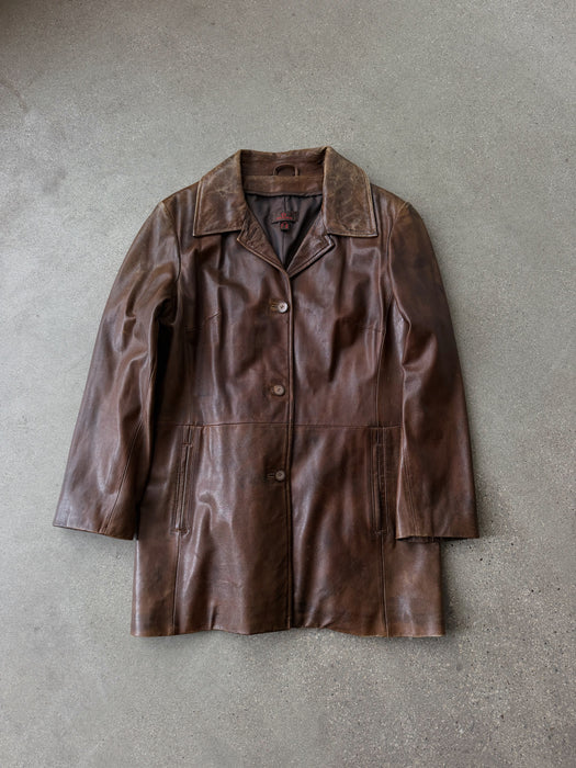Distressed Brown Leather Jacket | L