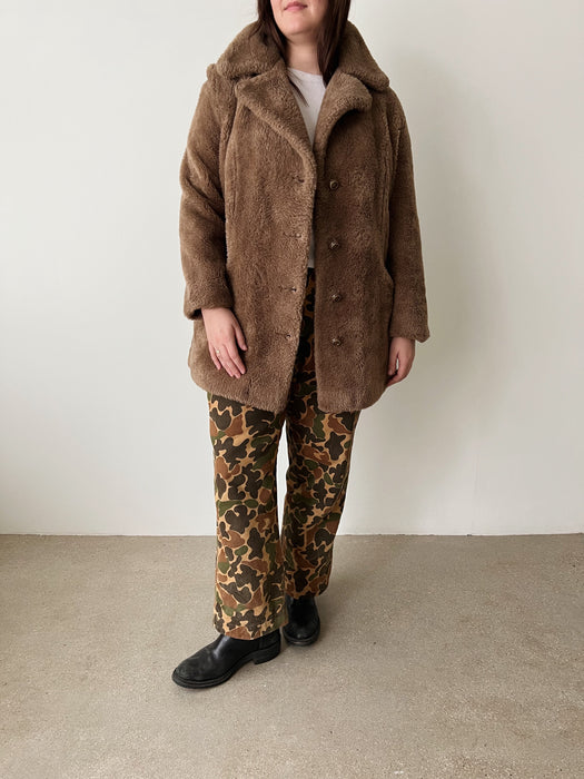 Brown Faux Fur Coat | XL