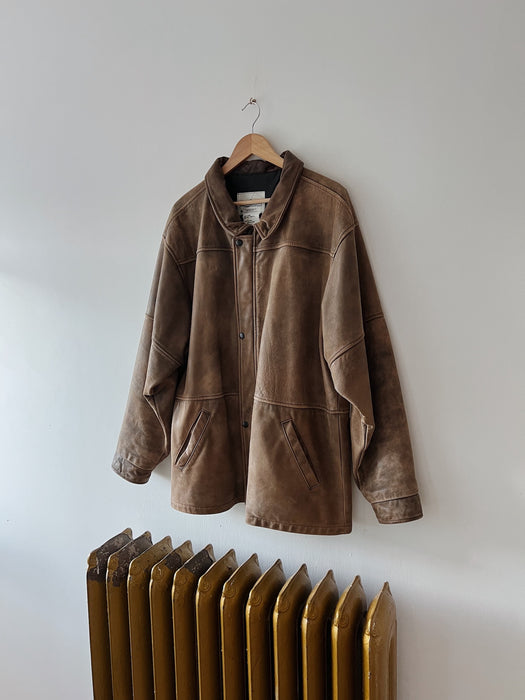 Brown Leather Sportswear Jacket | XL