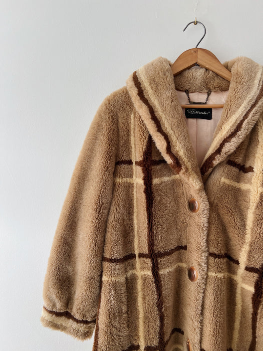 Plaid Faux Fur Coat | M/L