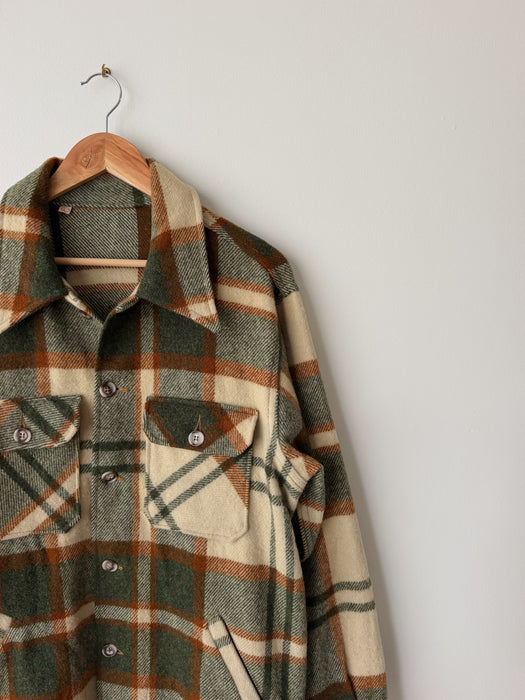 Plaid Green Wool Flannel Coat | L/XL