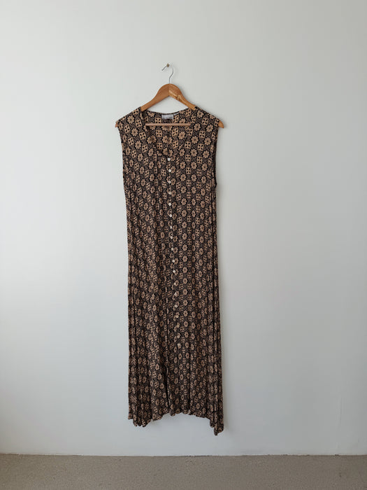 Beige & Black Patterned Dress | L