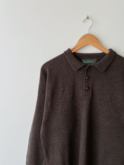 Heather Brown Collared Sweater | L