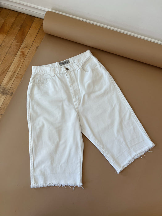 White Knee Length Cut Offs | 30
