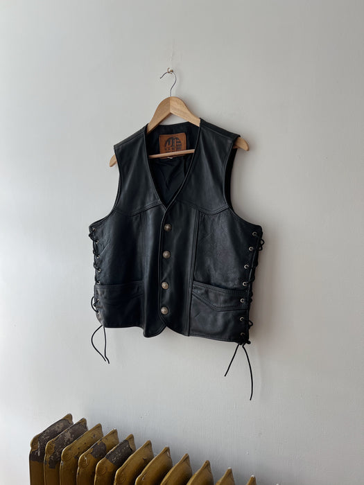 Black Leather Vest | L