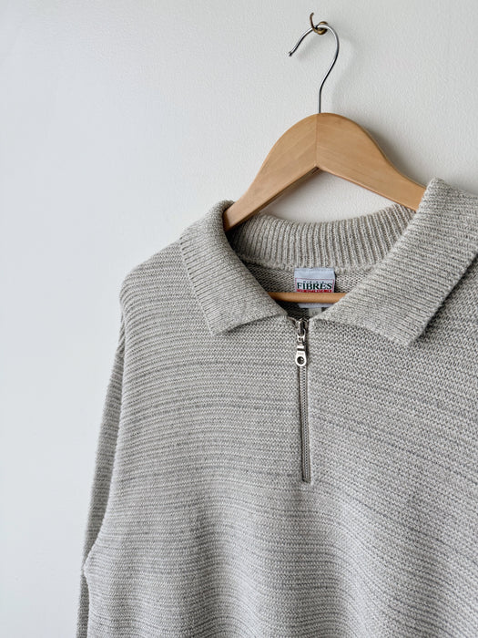 Cotton Knit Quarter Zip Sweater | L