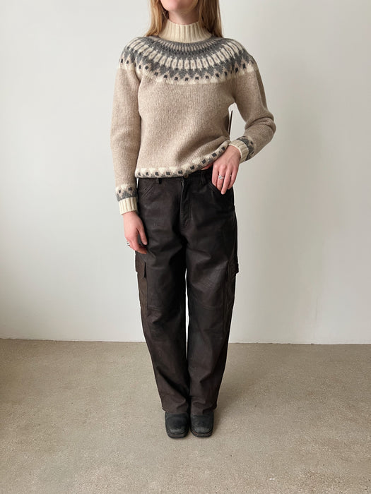 Patterned Shetland Wool Sweater | S