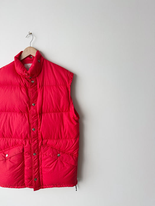 Red Down Puffer Vest | L