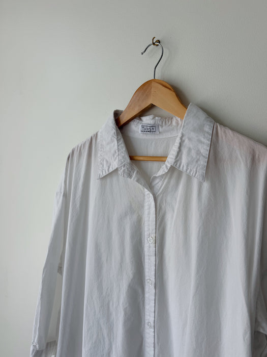 White Long Button Down Shirt | L