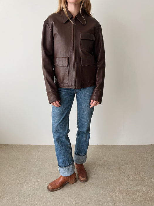 Brown Leather Jacket | M